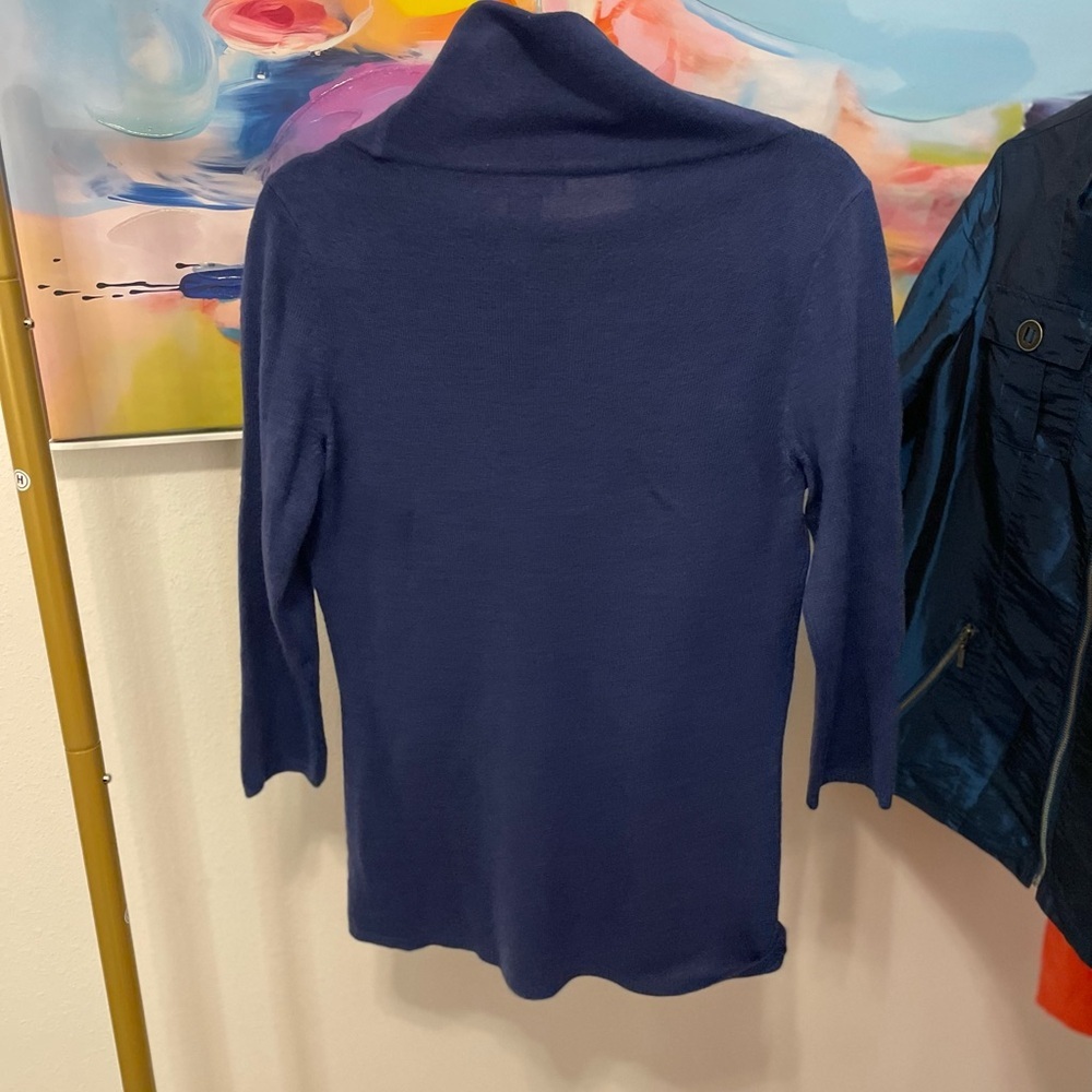 New York & Company Deep Blue Cowl Neck Sweater medium - Picture 3 of 7